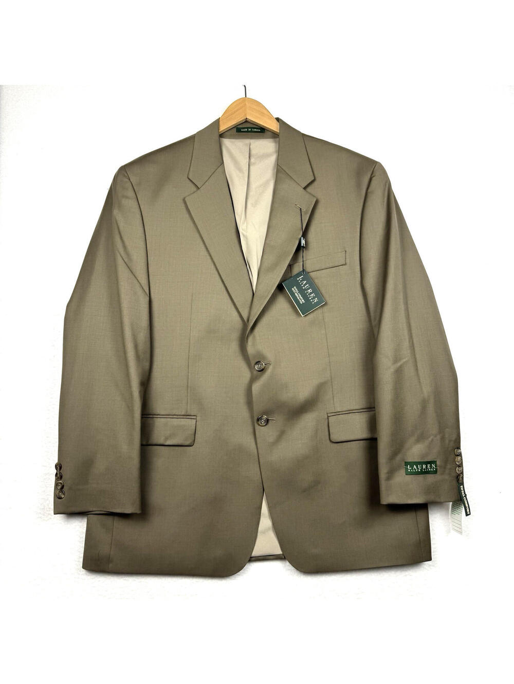 NEW Ralph Lauren LRL 44 Regular Total Comfort Tan 100% Wool Suit Blazer VTG